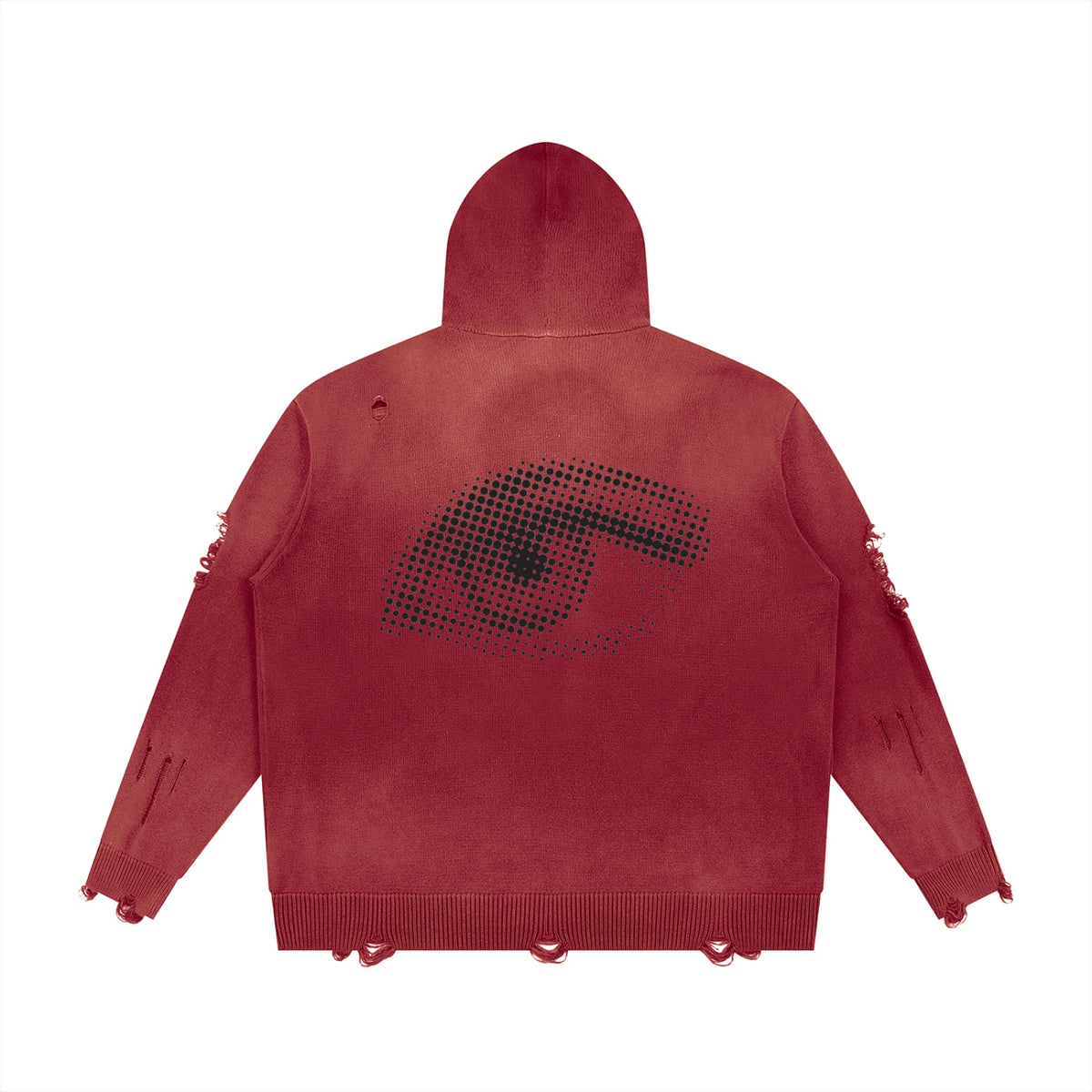 Signal distressed zip hoodie back