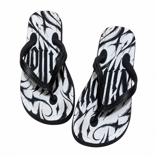 Field Script Sandals — actual sample on white